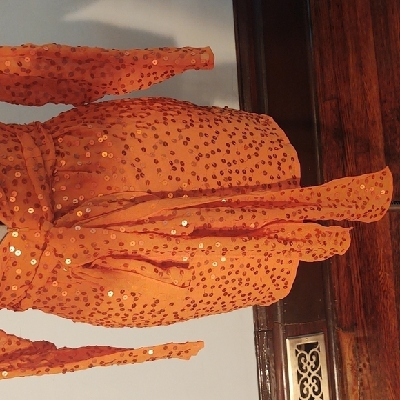 ASOS DESIGN Orange Sequined Mini Dress Sz 2 NWT - Picture 7 of 10
